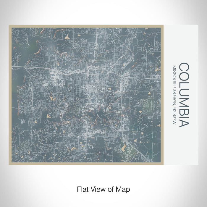 Rendered View of Columbia Missouri Map on 20oz Stainless Steel Insulated Bottle with Bamboo Top with printed afternoon style map