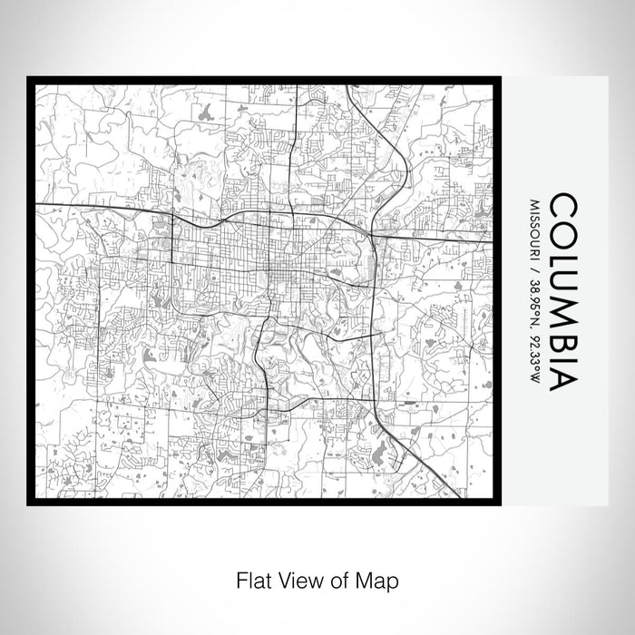 Rendered View of Columbia Missouri Map on 20oz Stainless Steel Insulated Bottle with Bamboo Top with printed classic style map