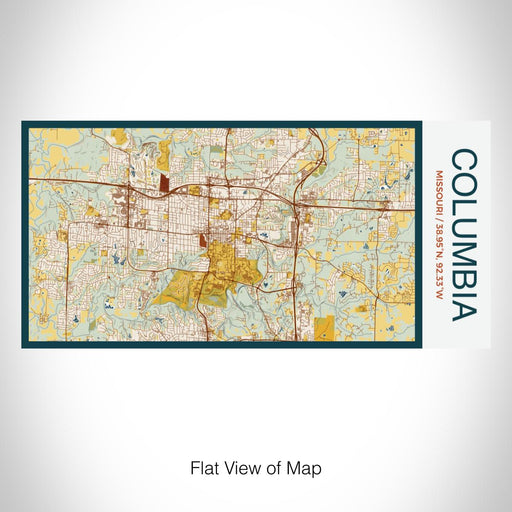 Rendered View of Columbia Missouri Map on 17oz Stainless Steel Insulated Bottle with printed woodblock style map