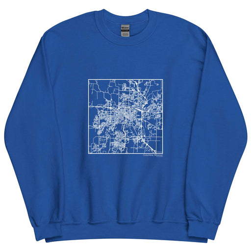 Columbia Missouri  Map Unisex Crewneck Sweater with City inscription in Royal Blue
