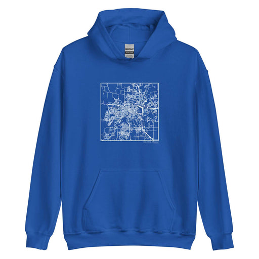 Columbia Missouri  Map Unisex Hoodie Sweater with City inscription in Royal Blue