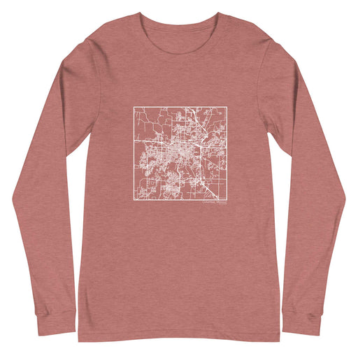 Columbia Missouri  Map Unisex Long-Sleeve T-shirt with City inscription in Heather Mauve