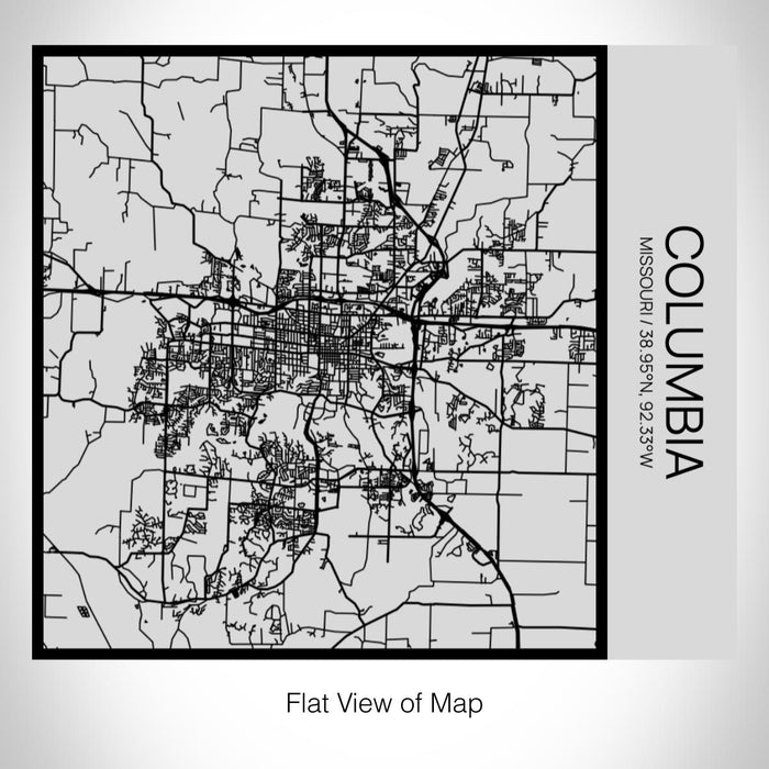 Rendered View of Columbia Missouri Map on 17oz Stainless Steel Insulated Tumbler in Tactile Lines with Succulent in Background
