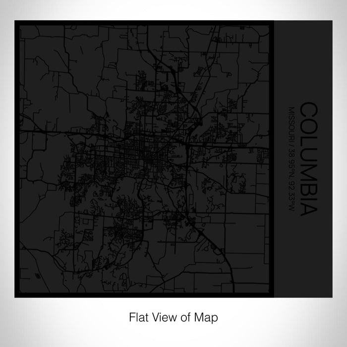 Rendered View of Columbia Missouri Map on 17oz Stainless Steel Insulated Tumbler in Matte Black with Tactile Lines