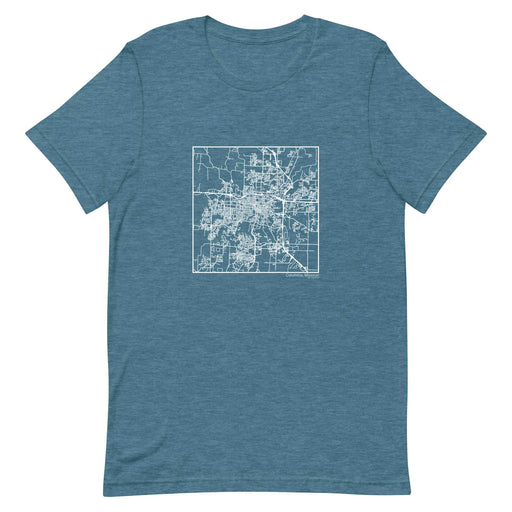 Columbia Missouri  Map Unisex T-Shirt with City inscription in Heather Teal