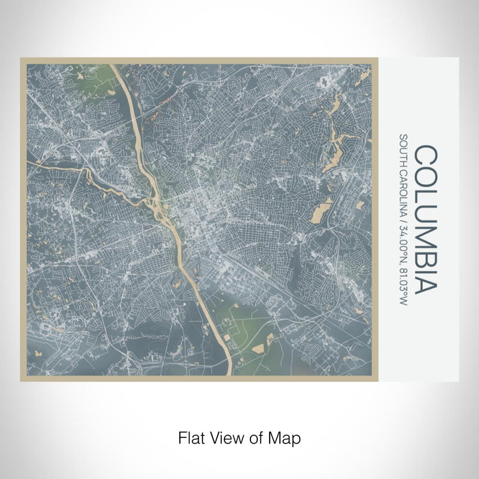 Rendered View of Columbia South Carolina Map on 20oz Stainless Steel Insulated Bottle with Bamboo Top with printed afternoon style map