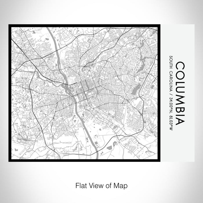Rendered View of Columbia South Carolina Map on 20oz Stainless Steel Insulated Bottle with Bamboo Top with printed classic style map
