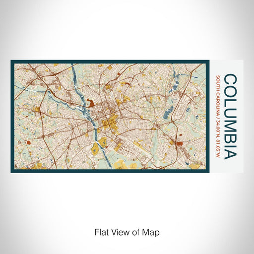 Rendered View of Columbia South Carolina Map on 17oz Stainless Steel Insulated Bottle with printed woodblock style map