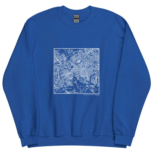 Columbia South Carolina  Map Unisex Crewneck Sweater with City inscription in Royal Blue