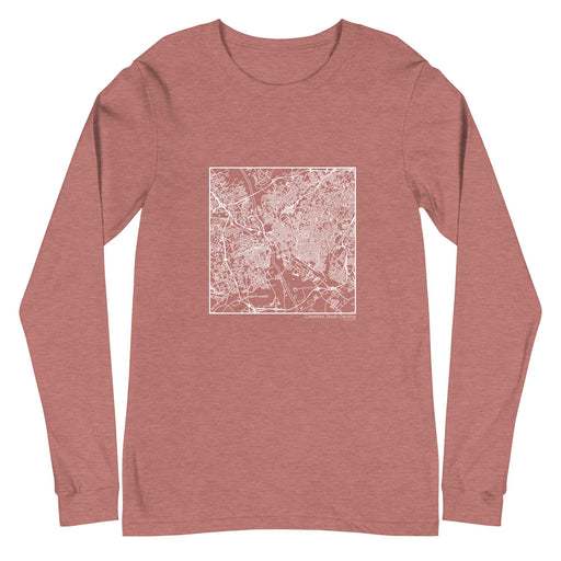 Columbia South Carolina  Map Unisex Long-Sleeve T-shirt with City inscription in Heather Mauve