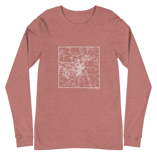 Columbia Tennessee  Map Unisex Long-Sleeve T-shirt with City inscription in Heather Mauve
