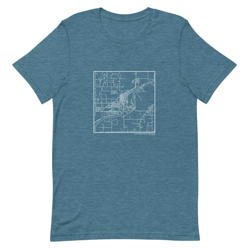 Columbia Falls Montana  Map Unisex T-Shirt with City inscription in Heather Teal
