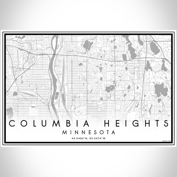 Columbia Heights Minnesota Map Print Landscape Orientation in Classic Style With Shaded Background