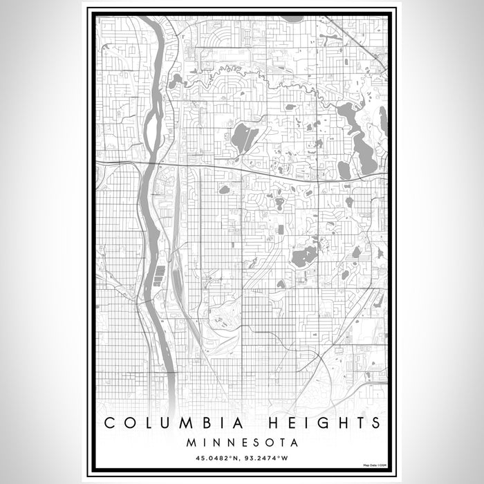 Columbia Heights Minnesota Map Print Portrait Orientation in Classic Style With Shaded Background