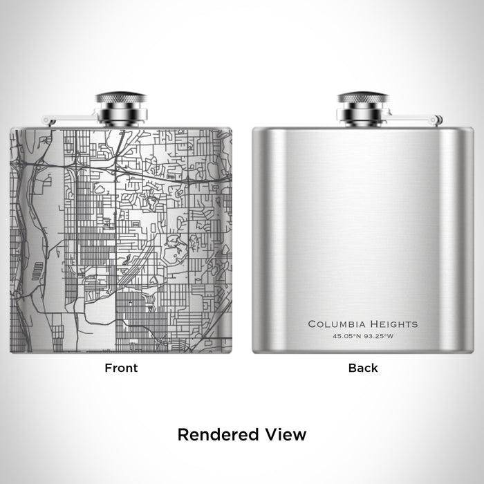 Rendered View of Columbia Heights Minnesota Map Engraving on 6oz Stainless Steel Flask