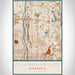 Columbia Heights Minnesota Map Print Portrait Orientation in Woodblock Style With Shaded Background