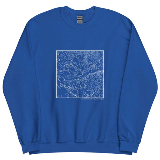 Columbia River Gorge Washington Topographic  Map Unisex Crewneck Sweater with City inscription in Royal Blue
