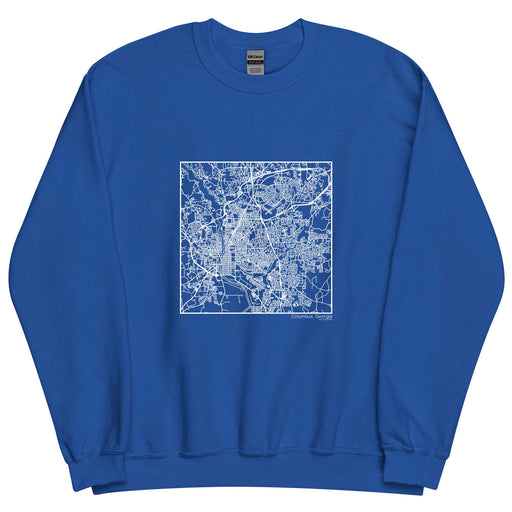 Columbus Georgia  Map Unisex Crewneck Sweater with City inscription in Royal Blue