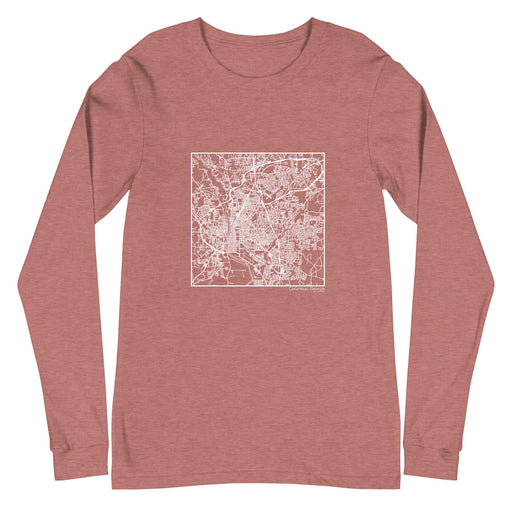 Columbus Georgia  Map Unisex Long-Sleeve T-shirt with City inscription in Heather Mauve
