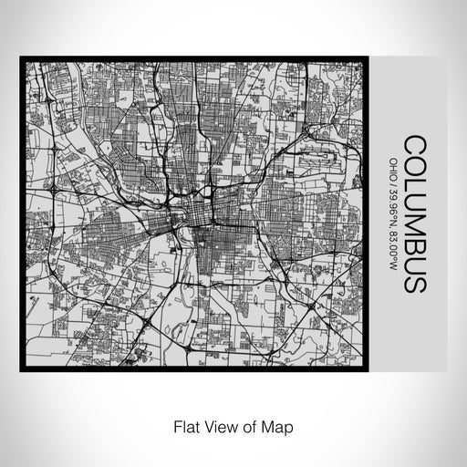 Rendered View of Columbus Ohio Map on 20oz Stainless Steel Insulated Bottle with Bamboo Top with printed Tactile Lines Map in Black