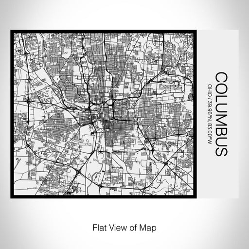 Rendered View of Columbus Ohio Map on 20oz Stainless Steel Insulated Bottle with Bamboo Top in Matte White with printed Tactile Lines Map in Black