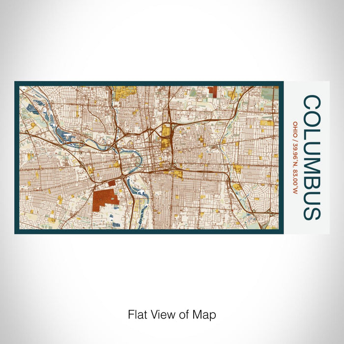 Rendered View of Columbus Ohio Map on 17oz Stainless Steel Insulated Bottle with printed woodblock style map