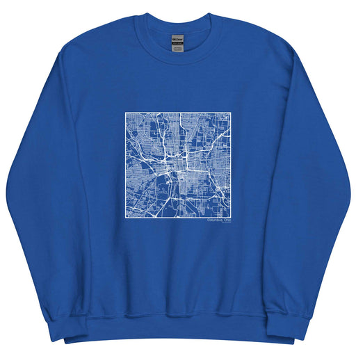 Columbus Ohio  Map Unisex Crewneck Sweater with City inscription in Royal Blue