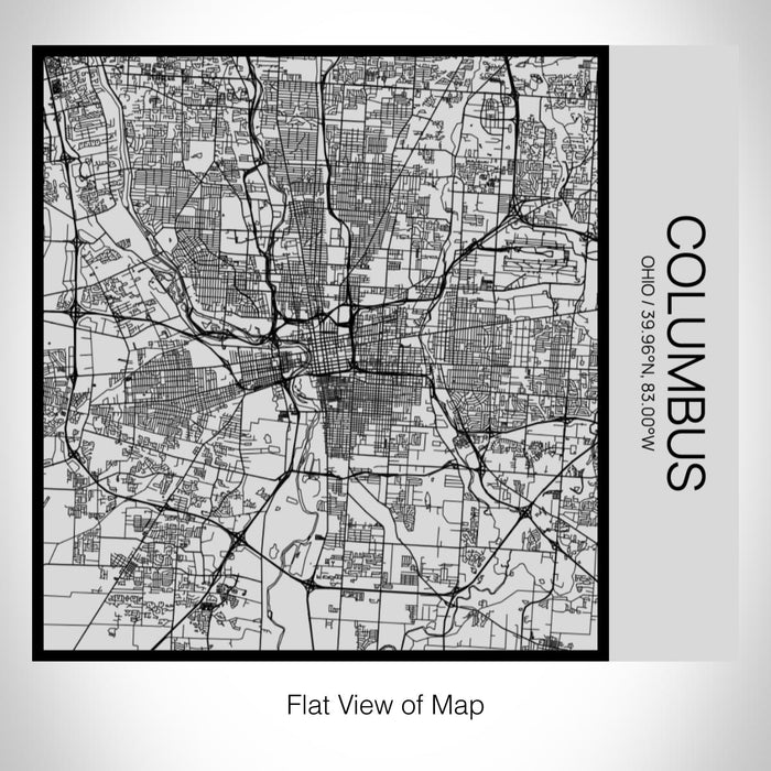 Rendered View of Columbus Ohio Map on 17oz Stainless Steel Insulated Tumbler in Tactile Lines with Succulent in Background