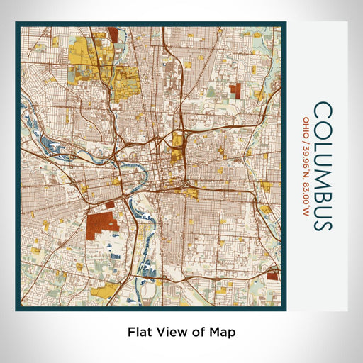 Rendered View of Columbus Ohio Map on 17oz Stainless Steel Insulated Tumbler in Woodblock Map Style