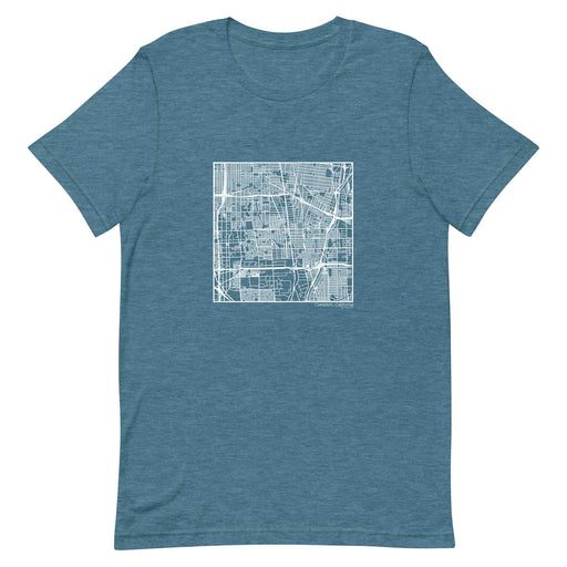 Compton California  Map Unisex T-Shirt with City inscription in Heather Teal