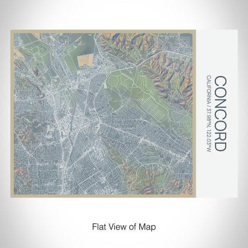 Rendered View of Concord California Map on 20oz Stainless Steel Insulated Bottle with Bamboo Top with printed afternoon style map