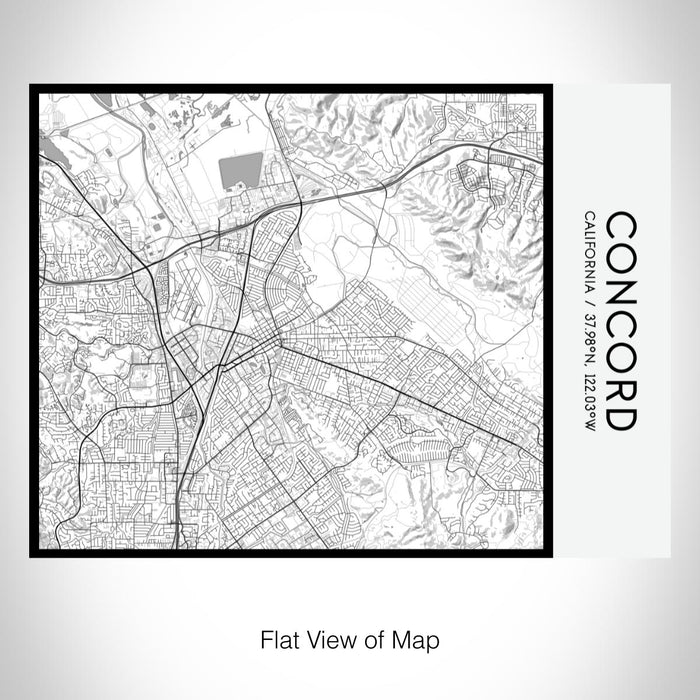 Rendered View of Concord California Map on 20oz Stainless Steel Insulated Bottle with Bamboo Top with printed classic style map