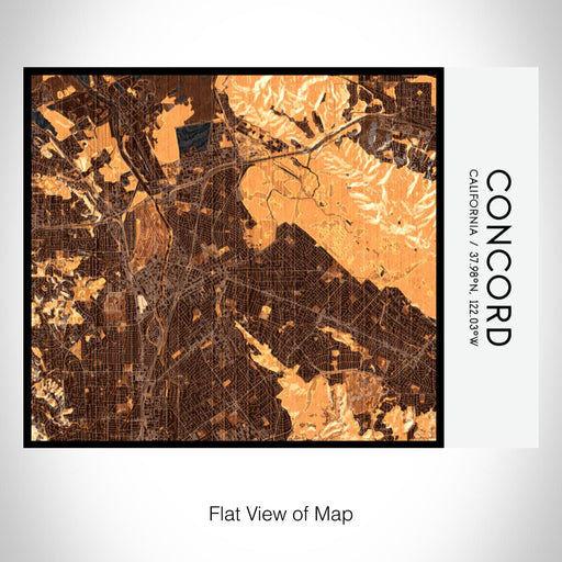 Rendered View of Concord California Map on 20oz Stainless Steel Insulated Bottle with Bamboo Top with printed ember style map