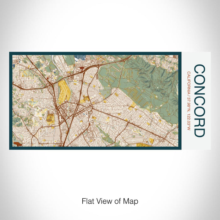 Rendered View of Concord California Map on 17oz Stainless Steel Insulated Bottle with printed woodblock style map