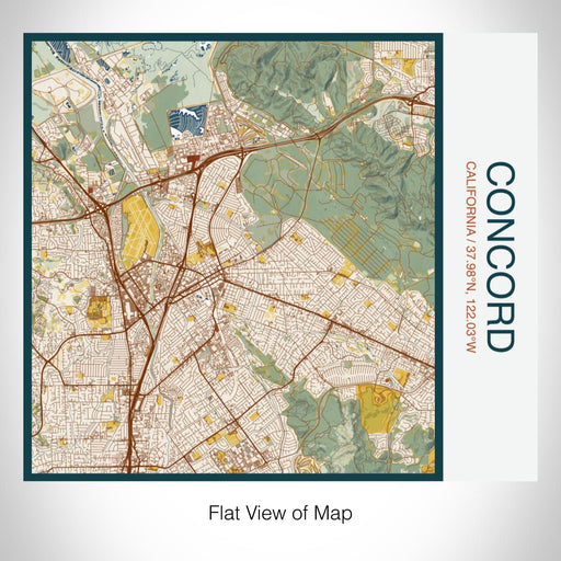 Rendered View of Concord California Map on 17oz Stainless Steel Insulated Tumbler in Woodblock Map Style