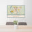 24x36 Concord New Hampshire Map Print Lanscape Orientation in Woodblock Style Behind 2 Chairs Table and Potted Plant