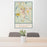 24x36 Concord New Hampshire Map Print Portrait Orientation in Woodblock Style Behind 2 Chairs Table and Potted Plant