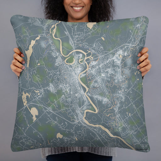 Person holding 22x22 Custom Concord New Hampshire Map Throw Pillow in Afternoon