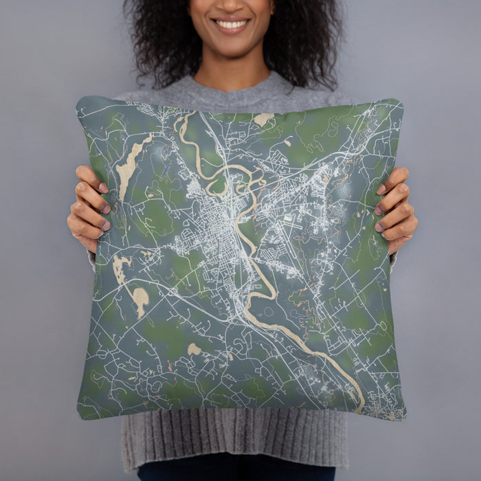 Person holding 18x18 Custom Concord New Hampshire Map Throw Pillow in Afternoon