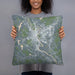Person holding 18x18 Custom Concord New Hampshire Map Throw Pillow in Afternoon