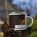 Right View Custom Concord New Hampshire Map Enamel Mug in Ember on Grass With Trees in Background