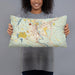 Person holding 20x12 Custom Concord New Hampshire Map Throw Pillow in Woodblock