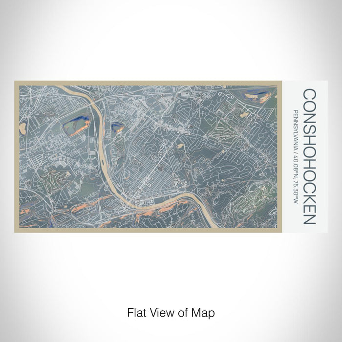 Rendered View of Conshohocken Pennsylvania Map on 17oz Stainless Steel Insulated Bottle with printed afternoon style map