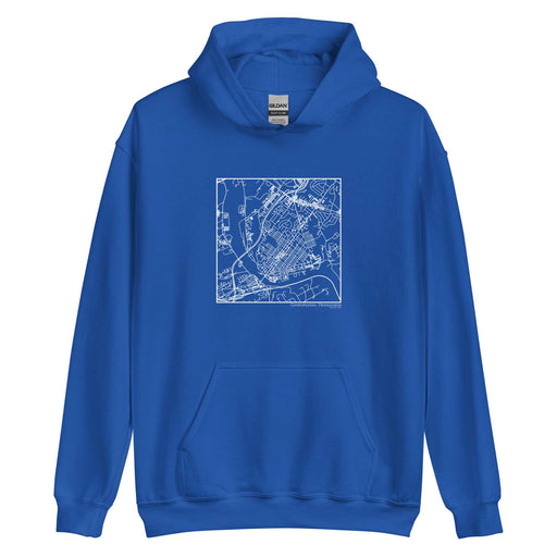 Conshohocken Pennsylvania  Map Unisex Hoodie Sweater with City inscription in Royal Blue