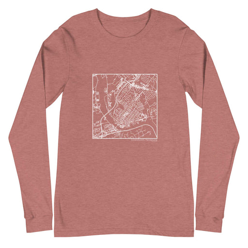 Conshohocken Pennsylvania  Map Unisex Long-Sleeve T-shirt with City inscription in Heather Mauve