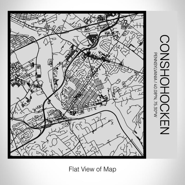 Rendered View of Conshohocken Pennsylvania Map on 17oz Stainless Steel Insulated Tumbler in Tactile Lines with Succulent in Background