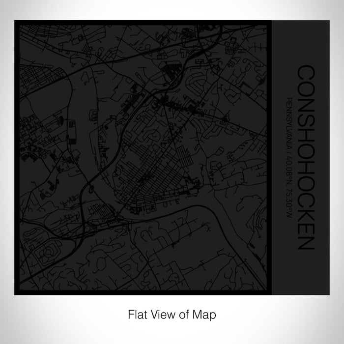 Rendered View of Conshohocken Pennsylvania Map on 17oz Stainless Steel Insulated Tumbler in Matte Black with Tactile Lines
