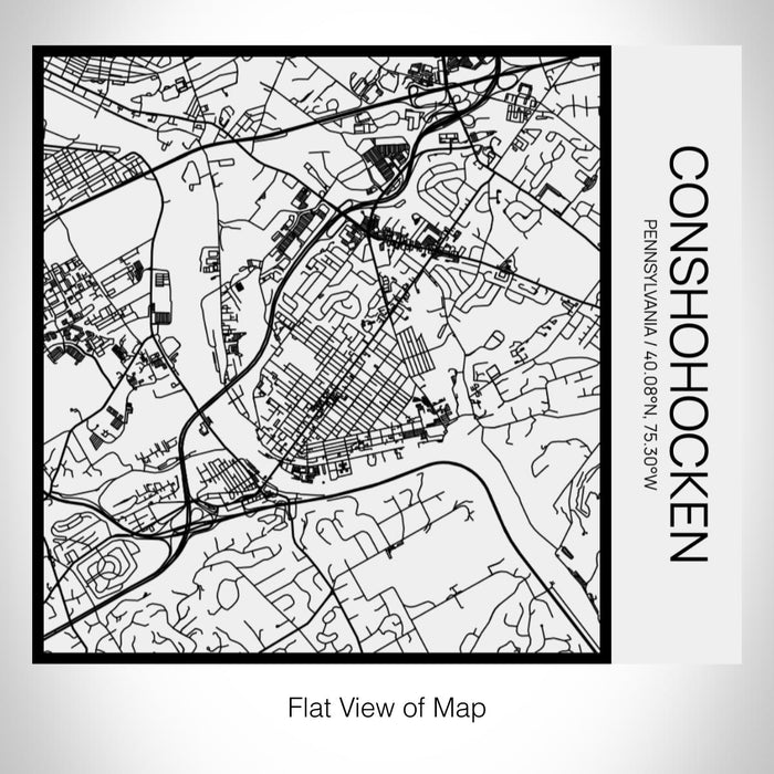 Rendered View of Conshohocken Pennsylvania Map on 17oz Stainless Steel Insulated Tumbler in Matte White with Tactile Lines