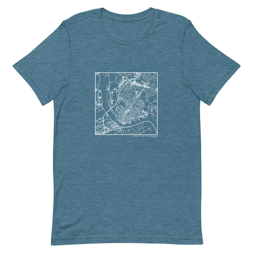 Conshohocken Pennsylvania  Map Unisex T-Shirt with City inscription in Heather Teal
