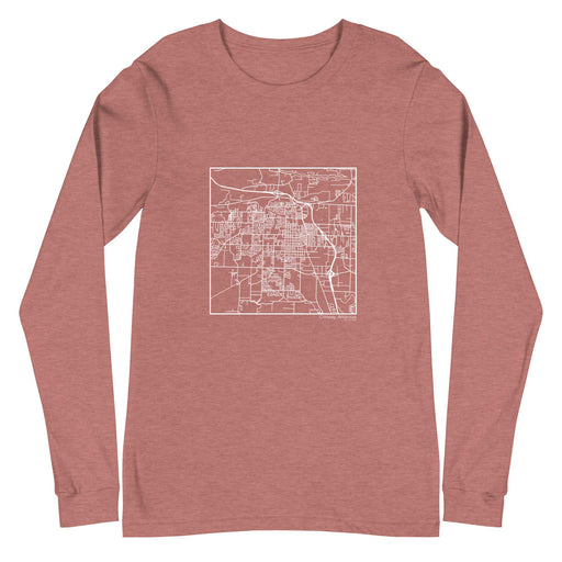 Conway Arkansas  Map Unisex Long-Sleeve T-shirt with City inscription in Heather Mauve